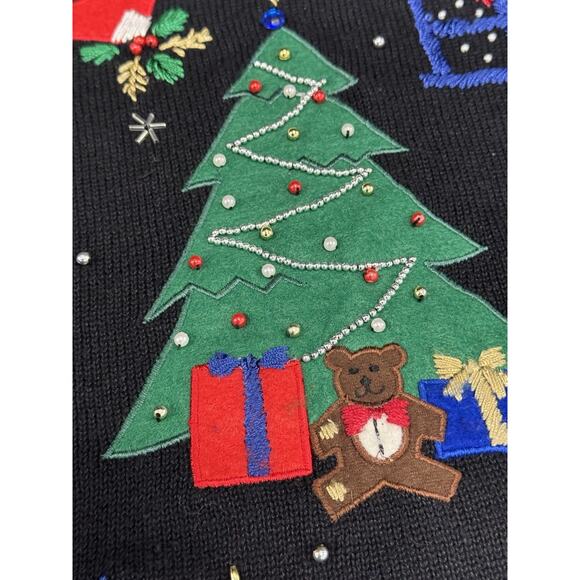 Vintage Nutcracker Black XL Embroidered Embellished Christmas Theme Sweater - Picture 5 of 12